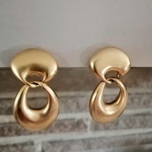Vintage Erwin Pearl Art Deco Gold Tone Statement Earrings Clip On Rare